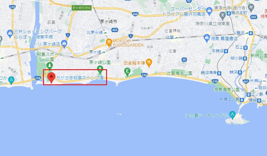 湘南ちがさき柳島キャンプ場マップ